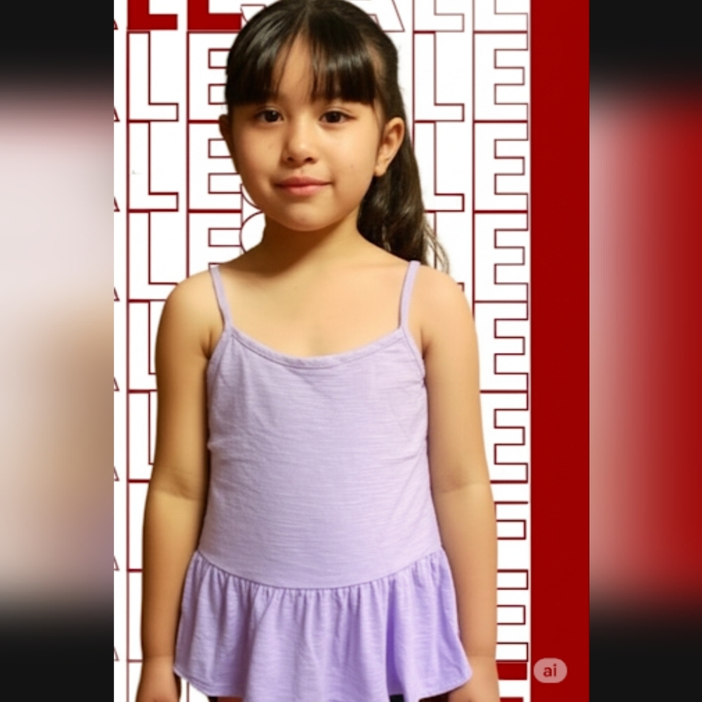 There Abouts Little and Big Girls purple peplum tank top